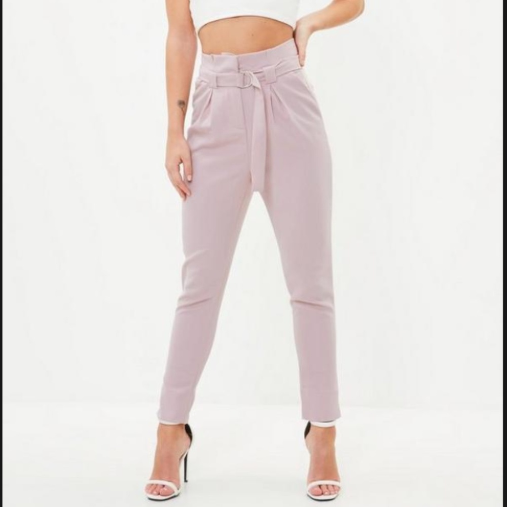 Missguided Pink Paperbag Cigarette Pants